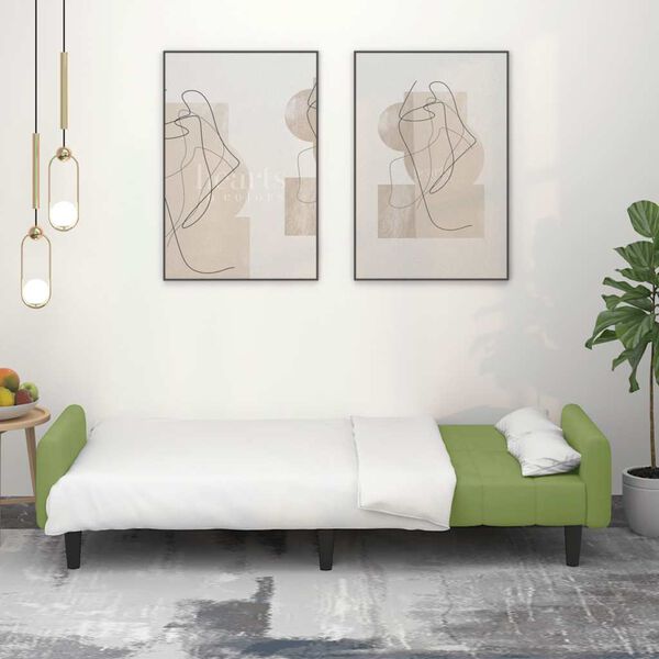 vidaXL 2-местно разтегателно канапе, светлозелено, кадифе