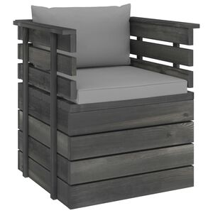 vidaXL Градински фотьойл с възглавници, борова дървесина