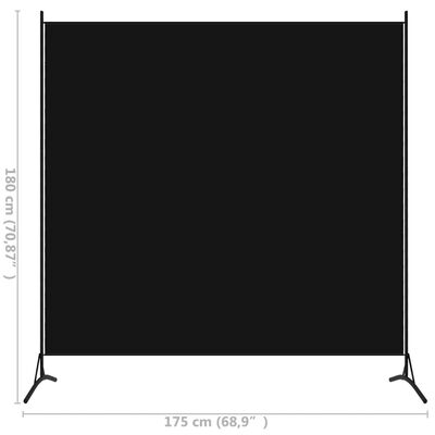 vidaXL Параван за стая, 1 панел, черен, 175x180 см