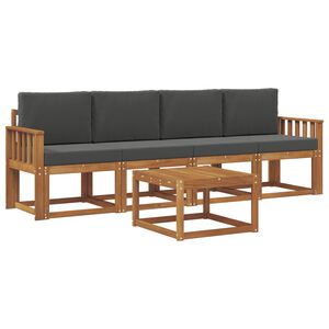 vidaXL Комплект дивани за открито 5 pcs Натурален и Антрацит