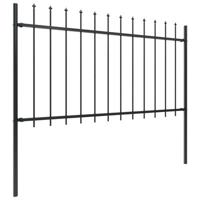vidaXL Градинска ограда с пики, стомана, 8,5x1 м, черна