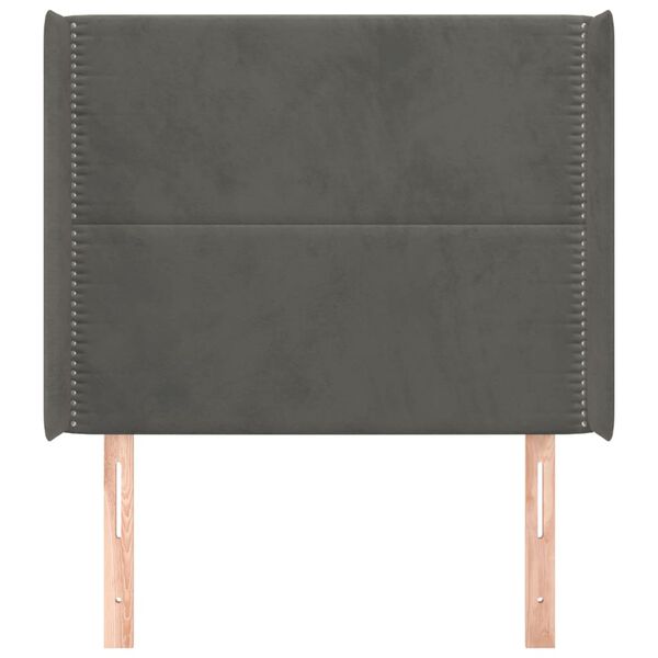 vidaXL Горна табла за легло с уши, тъмносива, 93x16x118/128 см, кадифе