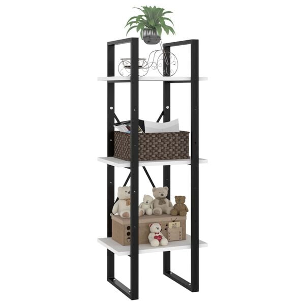 vidaXL 3-етажна библиотека, бял, 40x30x105 см, инженерно дърво