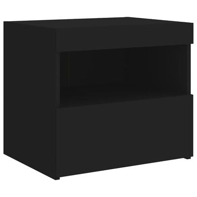 vidaXL Нощно шкафче с LED осветление, черни, 50x40x45 см