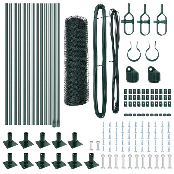 vidaXL Стълб за ограда. Зелен 25 x 0,4 м (25 мм мрежа) Стомана и PVC
