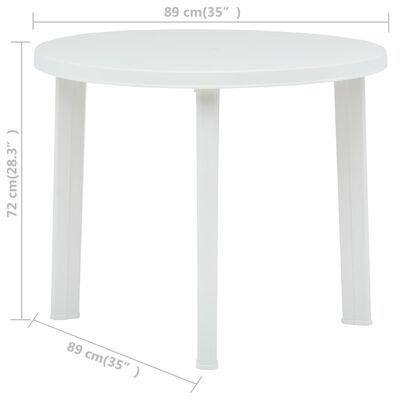 vidaXL Градинска маса, бяла, 89 см, пластмаса