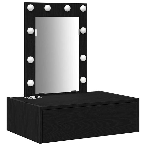 vidaXL Тоалетка с чекмедже Черно 60 x 40 x 70 см Инженерно дърво