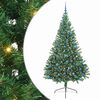 vidaXL Изкуствена коледна елха с подсветка Зелен 240 cm ПВЦ