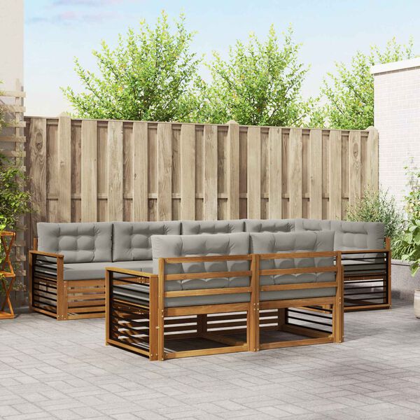 vidaXL Комплект дивани за открито 7 pcs Естествено и светло сиво