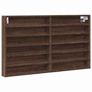 vidaXL Шкаф витрина, кафяв дъб, 100x8,5x58 см, инженерно дърво