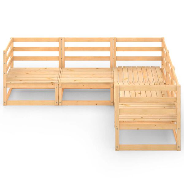 vidaXL Градински лаундж комплект, 5 части, борово дърво масив