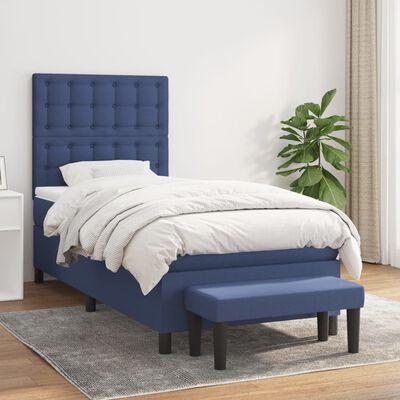vidaXL Боксспринг легло с матрак, синьо, 80x200 см, плат