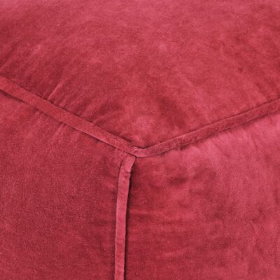 vidaXL Пуф, памучно кадифе, 40x40x40 см, червен