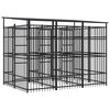 vidaXL Дворна клетка за кучета с покрив, стомана, 5,53 м&sup2;