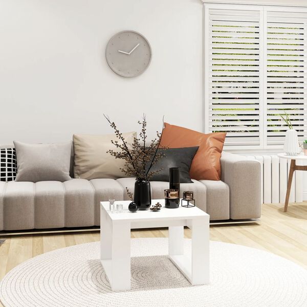 vidaXL Странична маса, бяла, 50x50x35 см, инженерно дърво