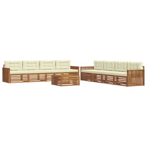 vidaXL Комплект дивани за открито 9 pcs Натурален и Крема