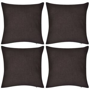 130913 4 Brown Cushion Covers Cotton 40 x 40 cm