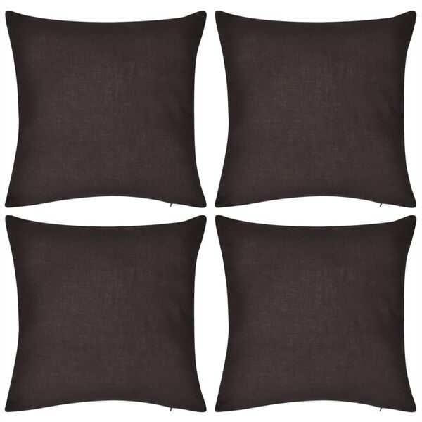 130913 4 Brown Cushion Covers Cotton 40 x 40 cm