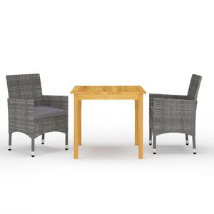 vidaXL Градински трапезен комплект, 3 части, сив