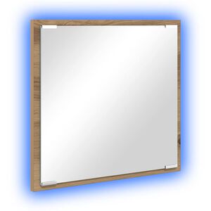 vidaXL LED огледало за баня Дъб 40 x 37 x 8.5 см Инженерна дървесина