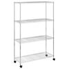 vidaXL 4-етажен стелаж за съхранение с колела 90x35x142 см хром 200 кг