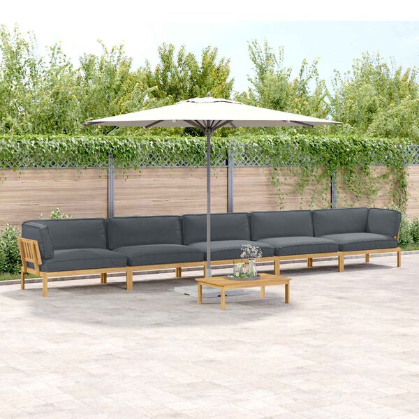 vidaXL Комплект дивани 6 pcs Антрацит Солидно акациево дърво