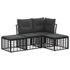 vidaXL Комплект дивани за открито с възглавница 4 pcs Черно Полиестер