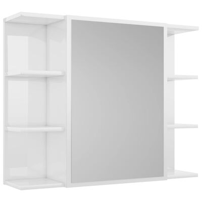 vidaXL Комплект мебели за баня от 4 части, бял гланц, ПДЧ