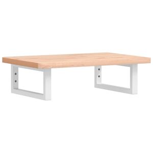 vidaXL Стенен рафт за мивка, стомана и масивно дърво бук