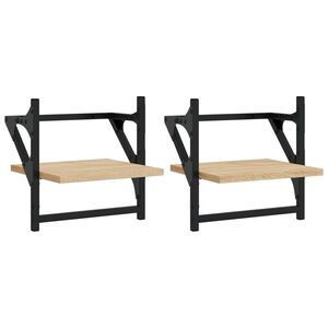 vidaXL Стенни рафтове с пръти 2 бр дъб сонома 30x25x30 см