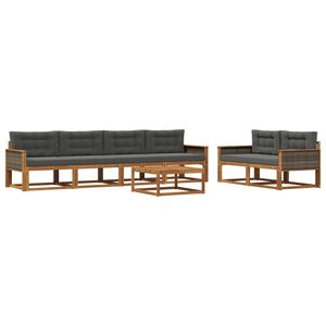 vidaXL Комплект дивани за открито 7 pcs Натурален и Антрацит