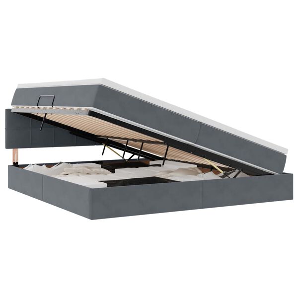 vidaXL Легло с място за съхранение Тъмен сив 200 x 200 cm Кадифе