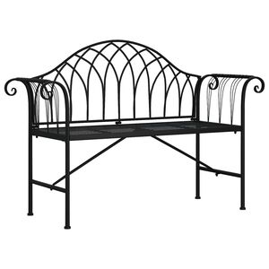 vidaXL 2-местна градинска пейка, 128 см, черна, стомана