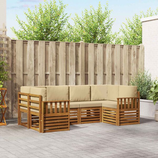 vidaXL Комплект секционен диван 6 pcs Естествен Солидно акациево дърво