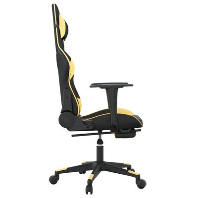 vidaXL Гейминг стол с опора за крака черно и златисто изкуствена кожа