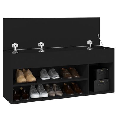 vidaXL Пейка за обувки, черна, 105x30x45 см, ПДЧ