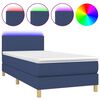 vidaXL Боксспринг легло с матрак и LED, синьо, 100x200 см, плат