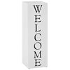 vidaXL Поставка за чадъри "Добре дошли", стомана, бяла