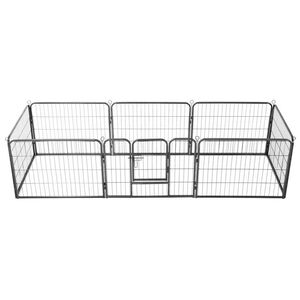vidaXL Заграждение за куче, 8 панела, стомана, 60x80 см, черно