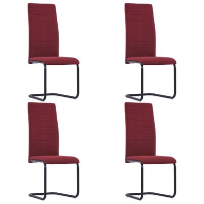 vidaXL Конзолни трапезни столове, 4 бр, виненочервени, текстил