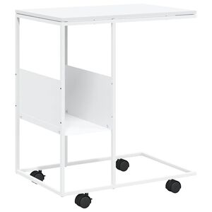 vidaXL Помощна маса с колелца бяла 55x36x63,5 см инженерно дърво