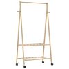 vidaXLL Стелаж за дрехи с рафтове и колела 96x45,5x155,5 cm Бамбук