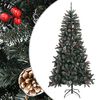 vidaXL Изкуствена коледна елха със стойка, зелена, 210 см, PVC