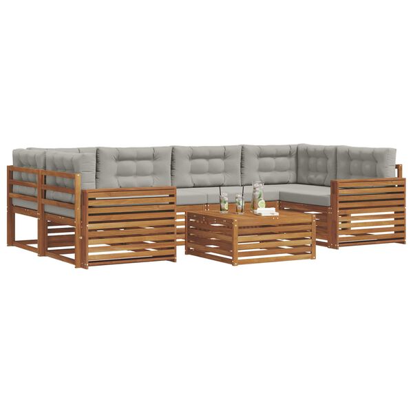 vidaXL Комплект дивани за открито 7 pcs Естествено и светло сиво