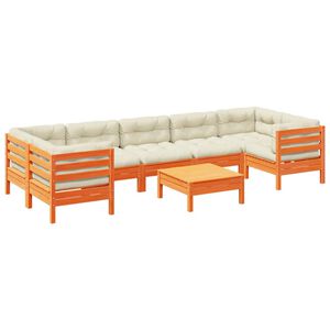 vidaXL Градински комплект диван с възглавници, 8 части, восъчнокафяв