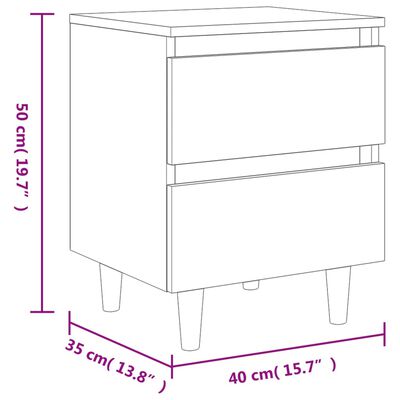vidaXL Нощно шкафче с крака от боров масив, бетонно сиво, 40x35x50 см