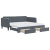 vidaXL Кушетка с издърпващ се рафт и чекмеджета, тъмносива, 90x190 см, кадифе