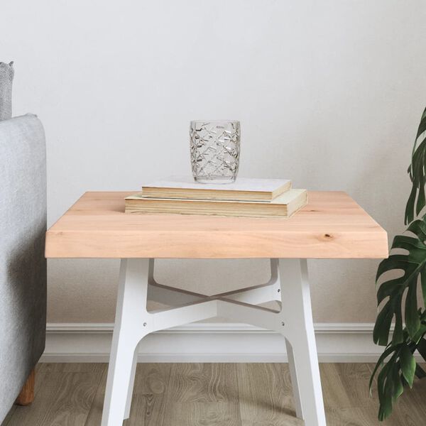 vidaXL Плот за маса 40x40x(2-4) см необработено масивно дърво жив ръб