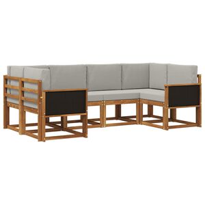 vidaXL Комплект дивани за открито 6 pcs Натурално и светлосиво