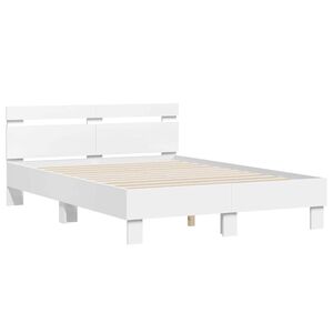 vidaXL Рамка за легло с таблото Бяло 137 x 190 cm Инженерна дървесина